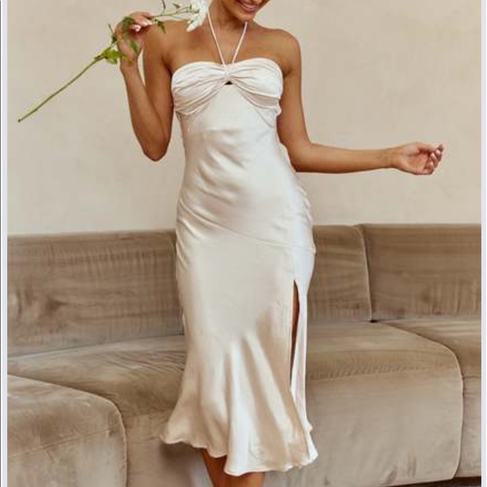 Kindred spirit strapless midi dress champagne
